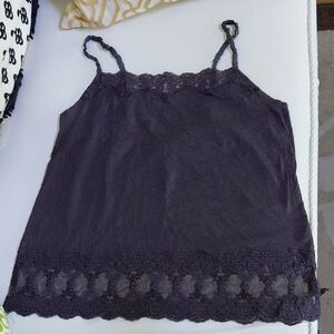 American Eagle Outfitters Lace Trim Cami - Charcoal